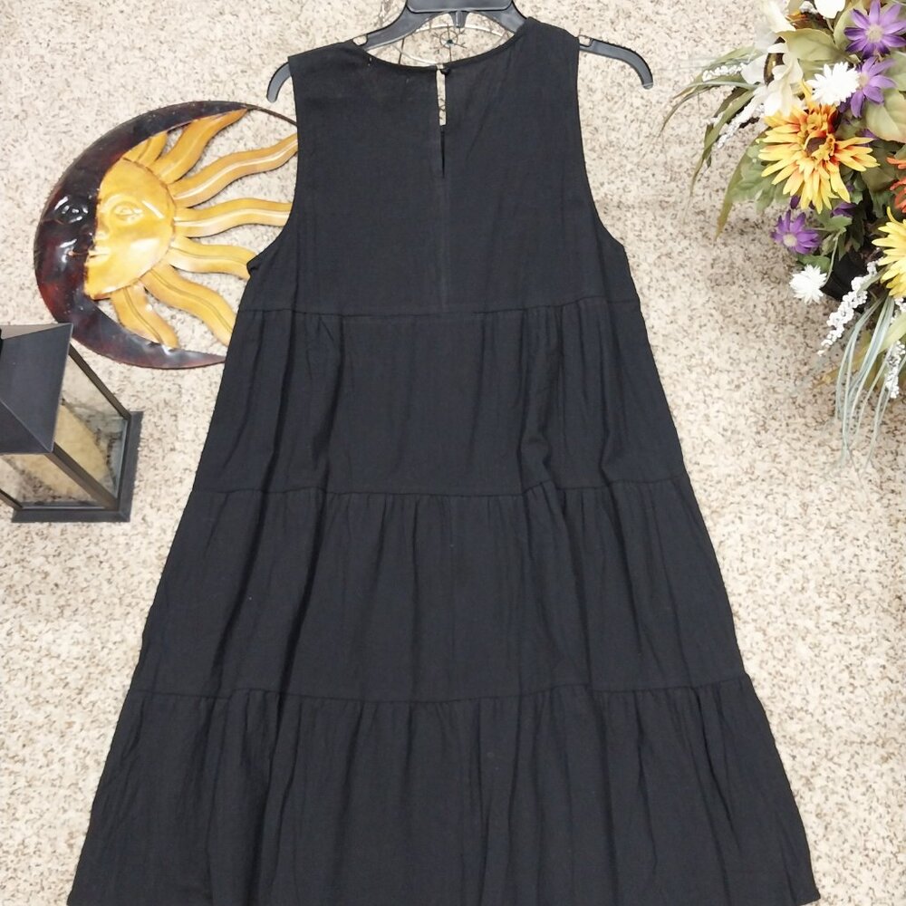 3143 Size Large G Y K Black Tiered Dress. - Picture 3 of 5